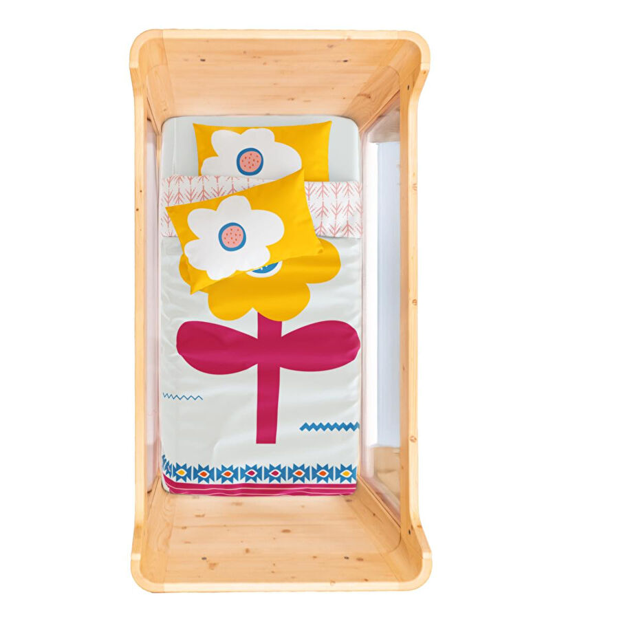 Itsy Bitsy Kids Big Flower Bebek Nevresim Seti, Sarı, 100x150cm