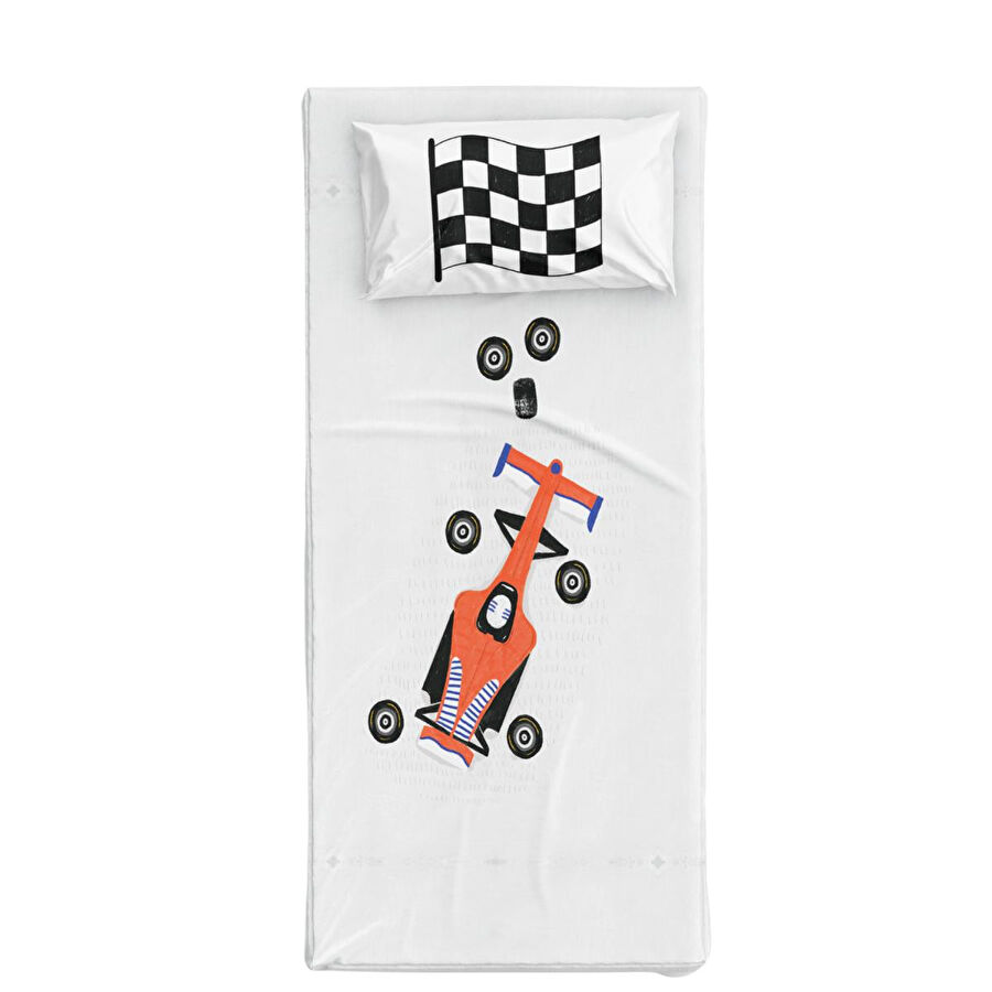 Itsy Bitsy Kids Ready Steady Go Tek Kişilik Çarşaf Seti, Çok Renkli, 90x190cm