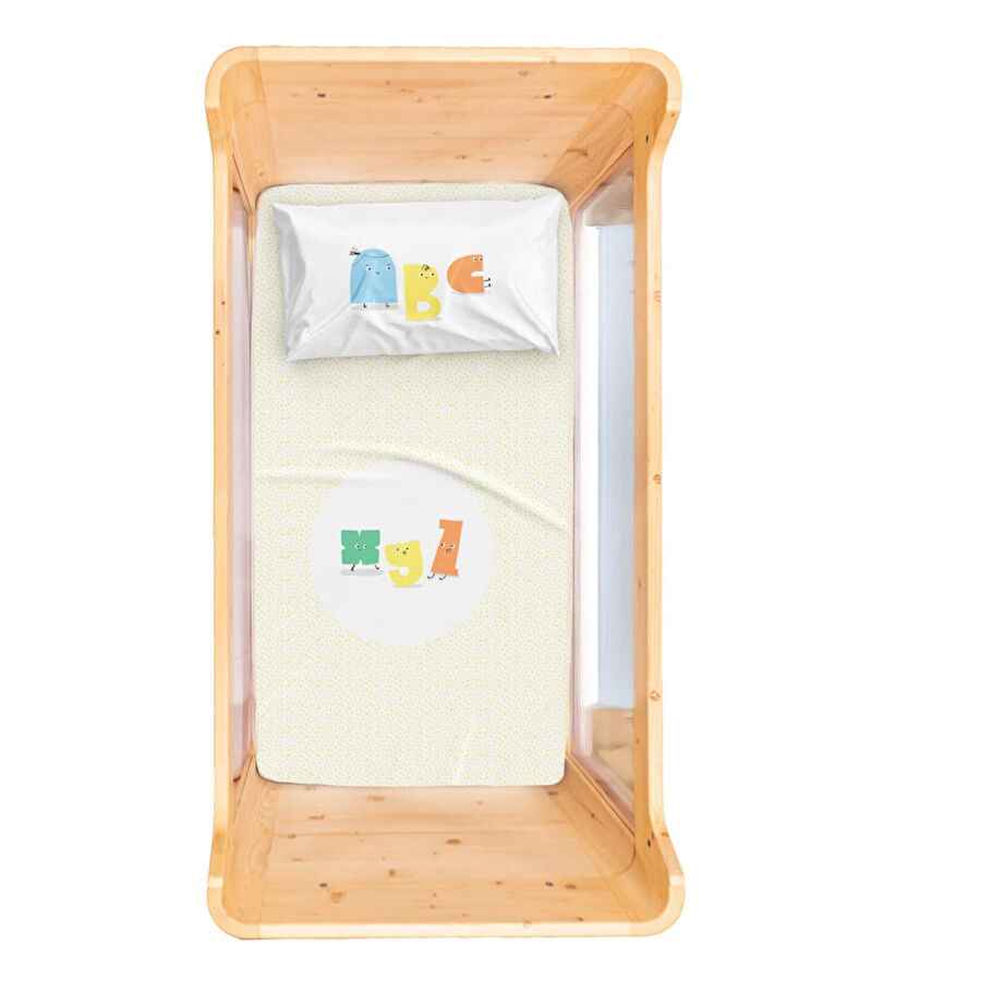 Itsy Bitsy Kids Alphabed Bebek Çarşaf Seti, Çok Renkli, 80x140