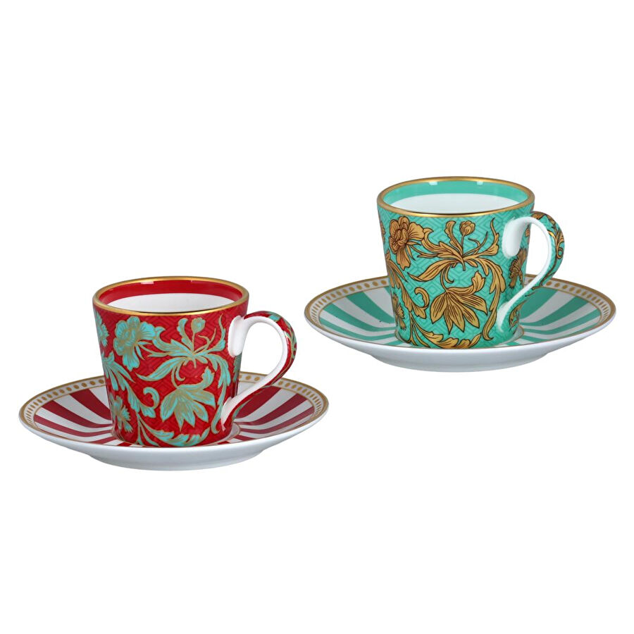 Lucky Art Zeflora Bone 2li Kahve Fincani Seti 80ml