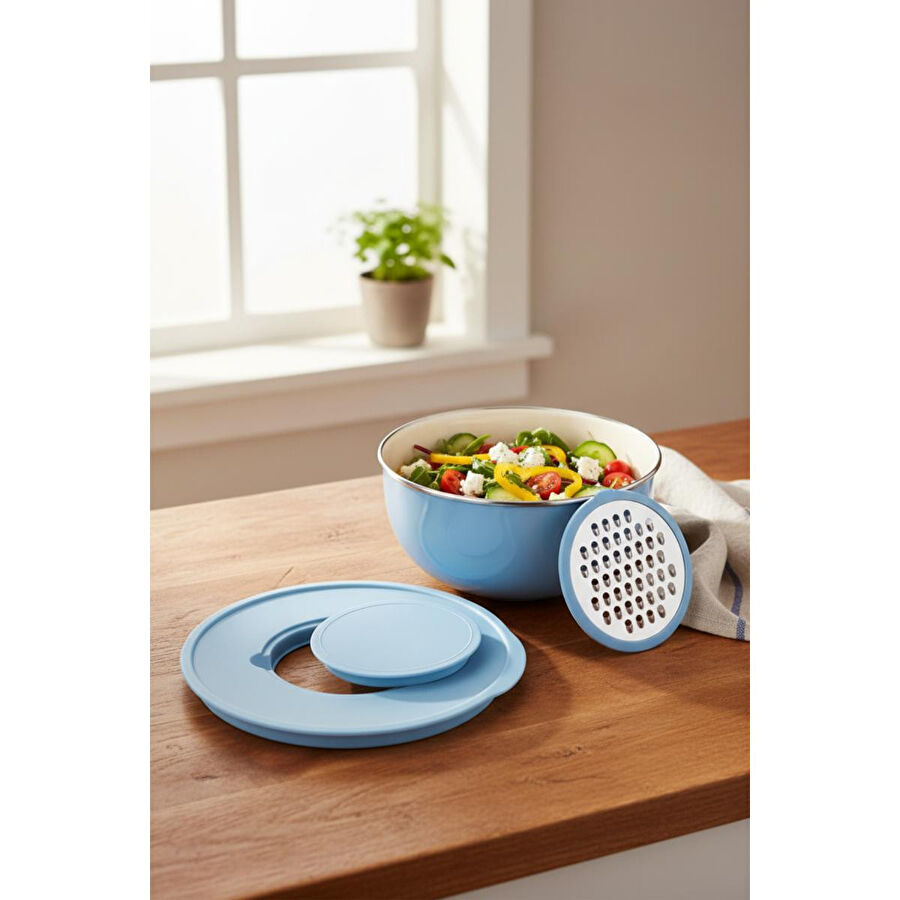 Bambum Nostalji Karıştırma Kabı Mavi 24 Cm