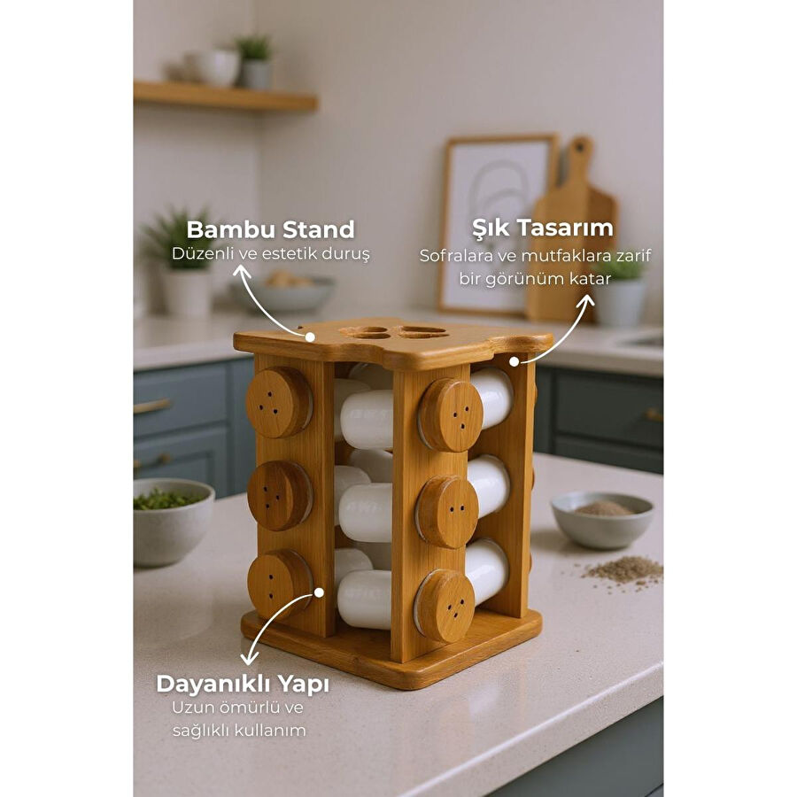 Bambum Festival Bambu Standlı 12'li Dönen Baharatlık