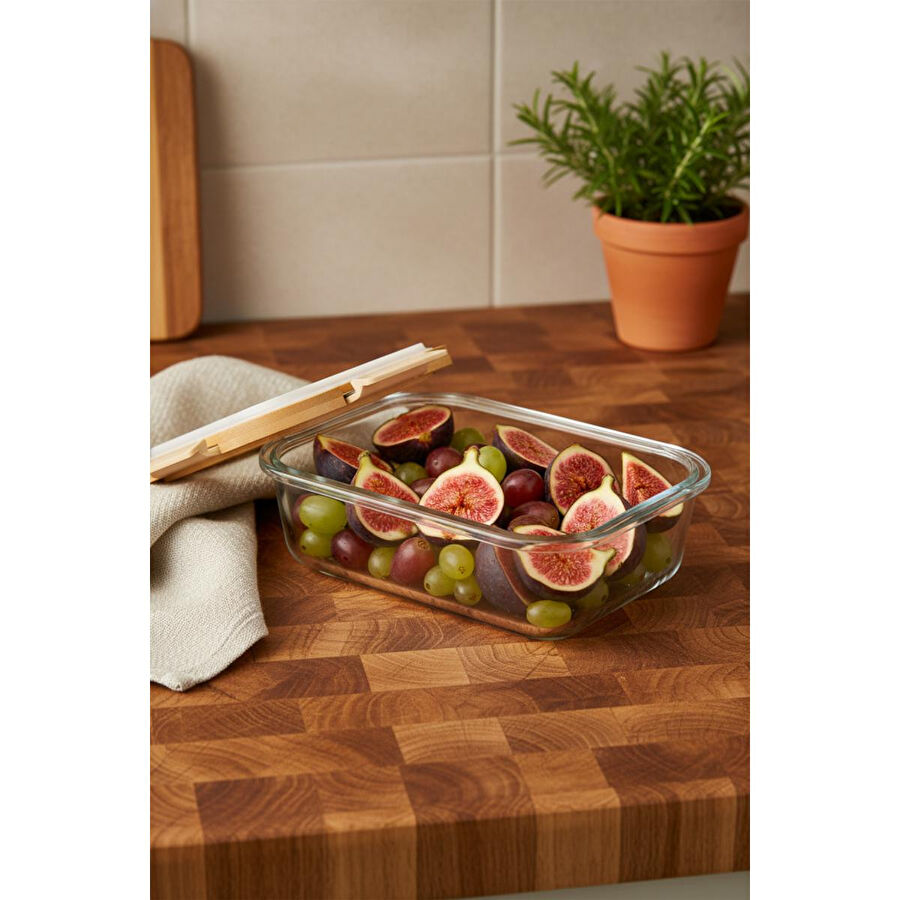 Bambum Moira Cam Kapaklı Kilitli Cam Saklama Kabı 640 Ml