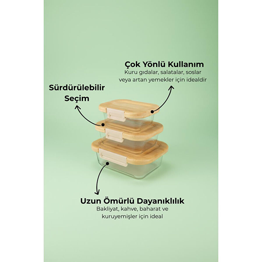 Bambum Satina 3'lü Saklama Seti
