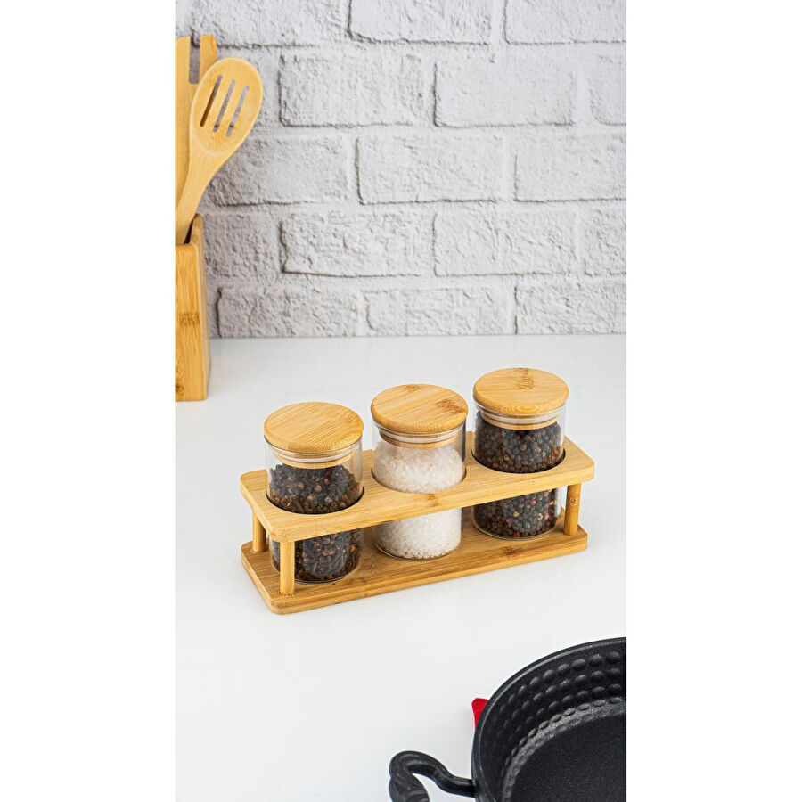 Bambum Andra 4 Parça Standlı Baharatlık Seti Büyük