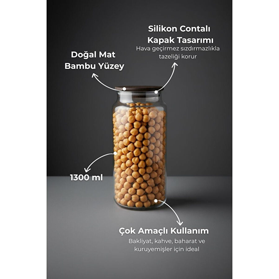 Bambum Nero Zone - Cam Saklama Kabı 1300ml