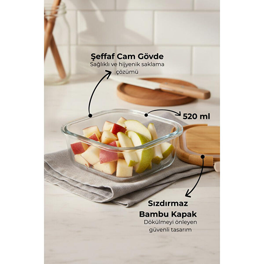 Bambum Patina Kilitli Cam Saklama Kabı 520 Ml