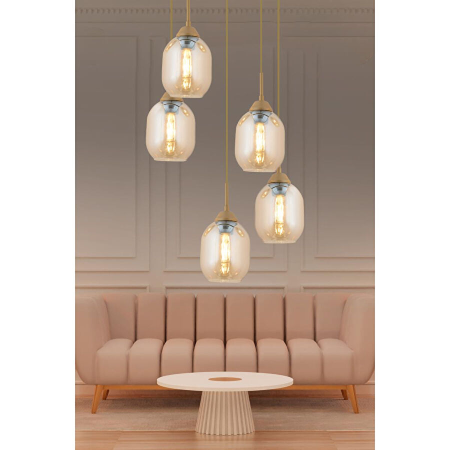 Apliqa Hierro 5 Li Yuvarlak Eskitme Modern Salon Avize