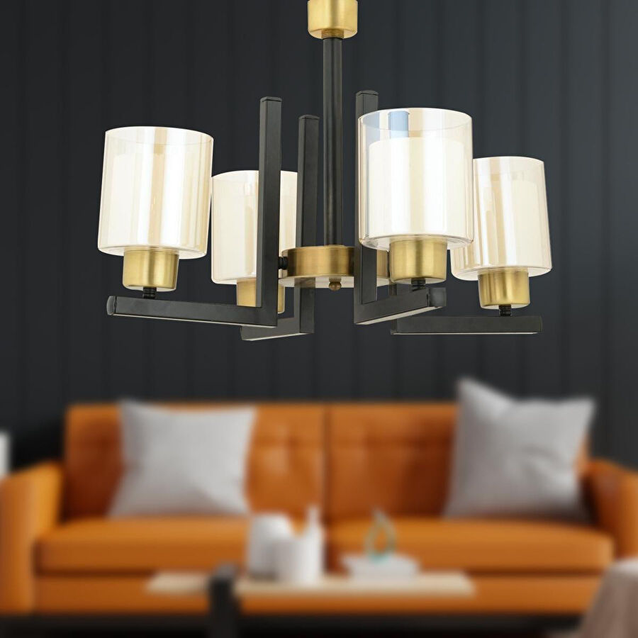 Apliqa Tisse 4 Lü Eskitme Siyah Modern Yatak Odası Mutfak Oturma Odası Salon Avize