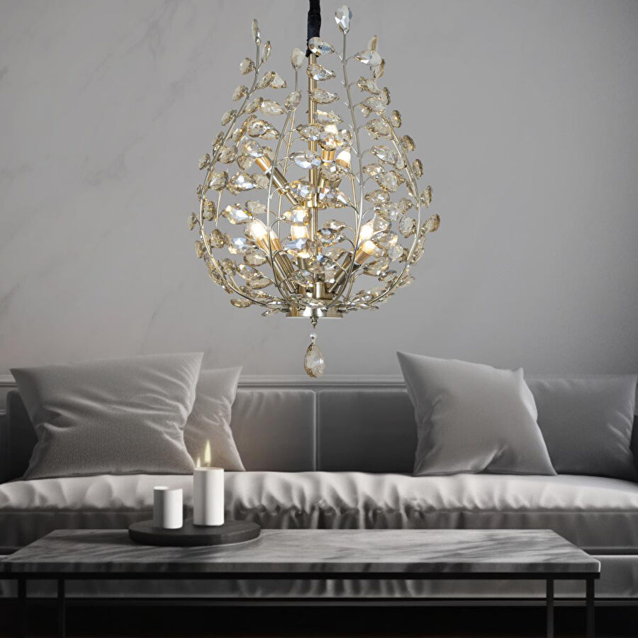 Apliqa Donna Eskitme 55'lik Kristal Taşlı Modern Koridor, Salon Avize