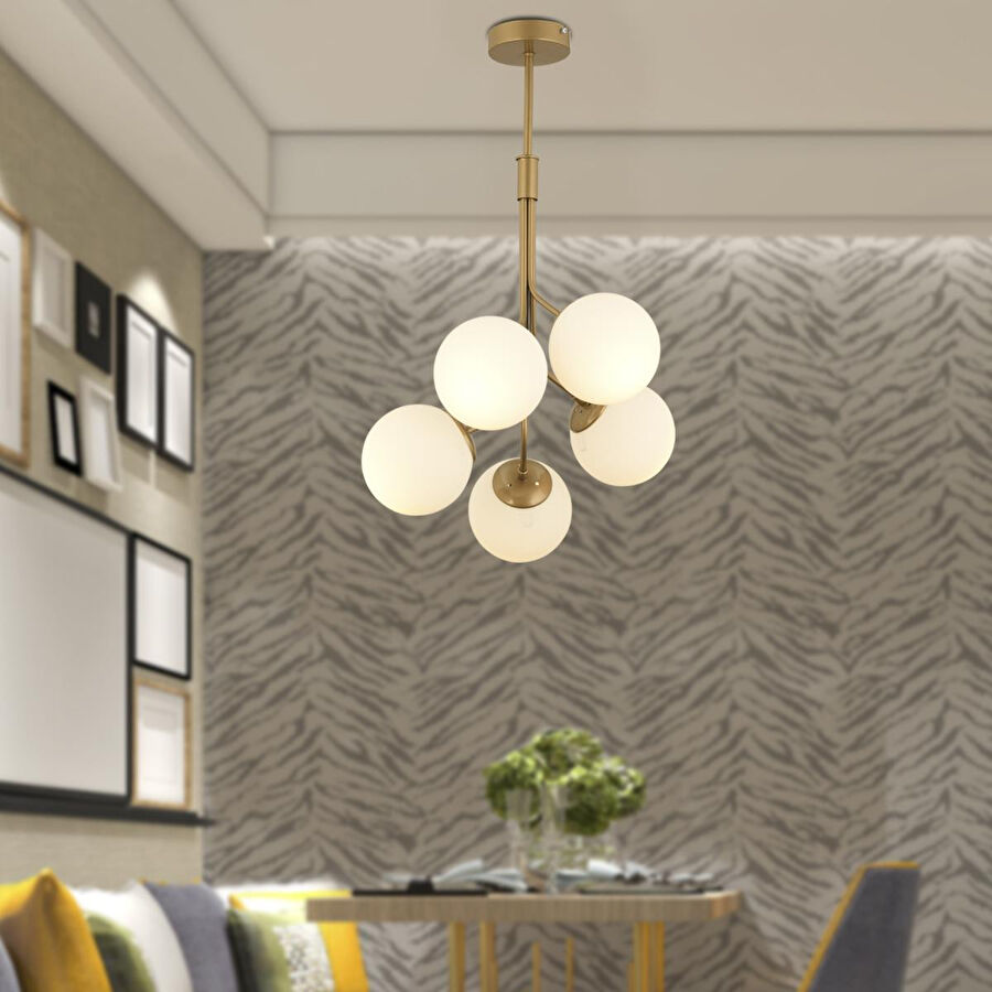 Apliqa Artel 5li Eskitme Top Avize Modern Sarkıt, Mutfak Yatak Odası Salon Avize