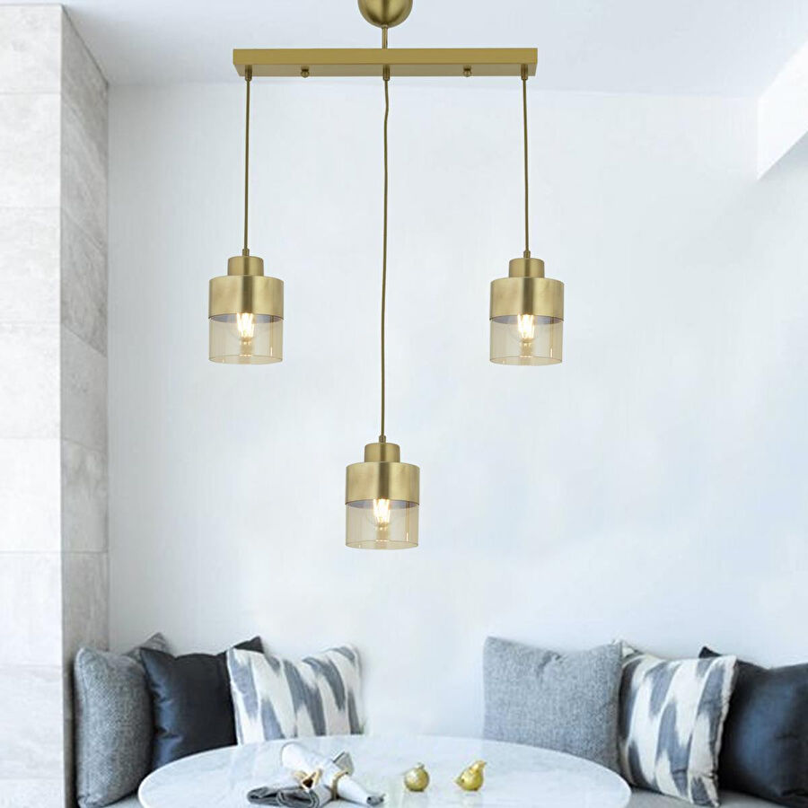 Apliqa Boris 3lü Sıralı Komple Eskitme Sarkıt Modern Genç Odası Mutfak Salon Avize