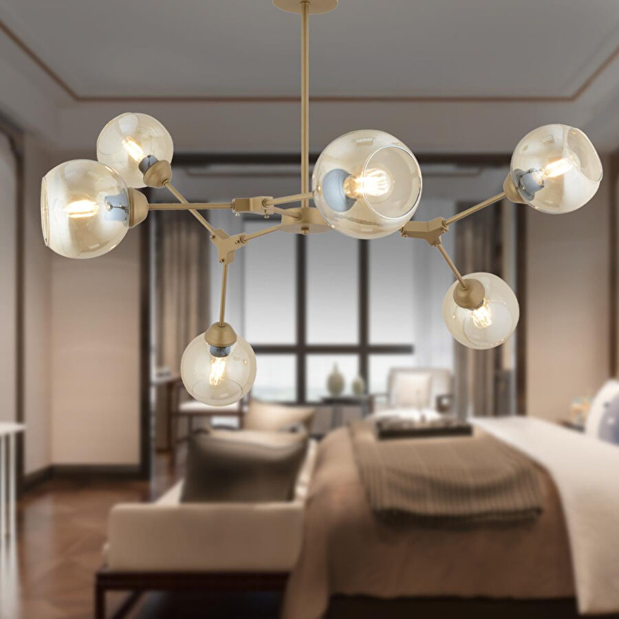 Apliqa Bürke 6li Avi̇ze Eski̇tme Modern Koridor Yatak Odası Salon Avize