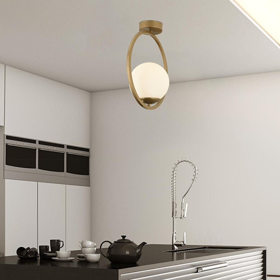 Apliqa Lifos Tekli Eskitme Boyalı Plafonyer Modern Mutfak Salon Avize