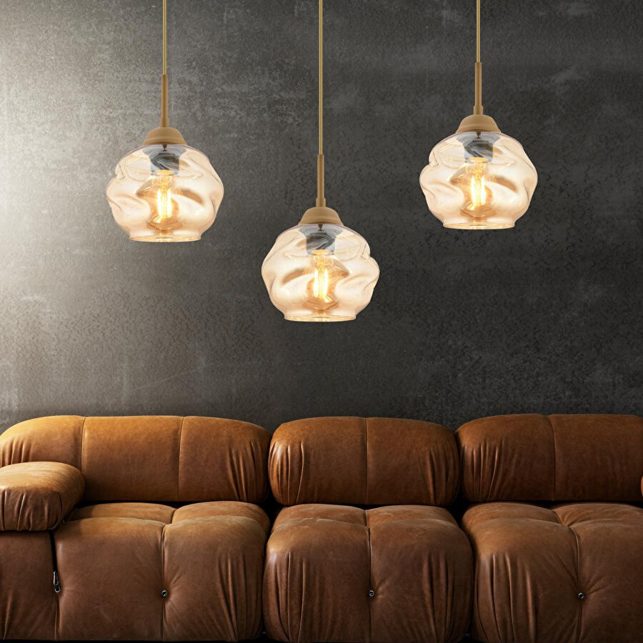 Apliqa Darko 3lü Sıralı Eskitme Modern Sarkıt Oturma Odası Salon Sarkıt Avize