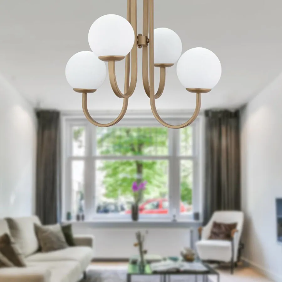 Apliqa Joren 4'lü Eskitme Beyaz Camlı Modern Mutfak Yatak Odası Salon Avize