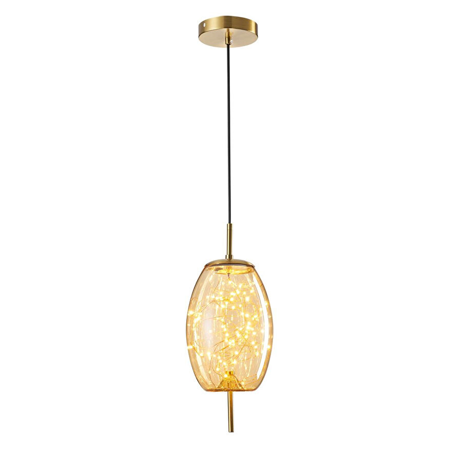 Apliqa Jasper 10 Watt 3000k Eskitme Bal Camlı Tekli Peri Led Sarkıt Avize