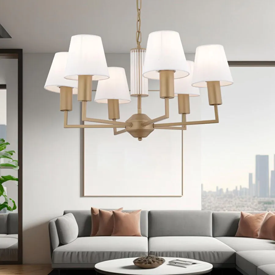 Apliqa Ellery 6'lı Eskitme Beyaz Şapkalı Modern Plafonyer Genç Odası Yatak Odası Retro Salon Avize