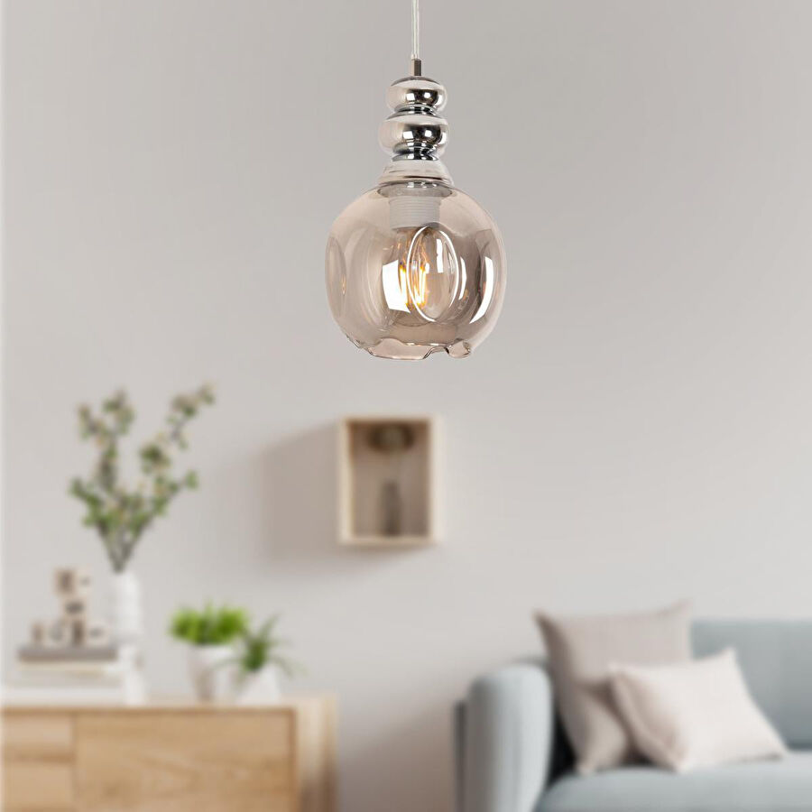 Apliqa Gaspar Tekli Krom Modern Sarkıt Mutfak Salon Sarkıt Avize