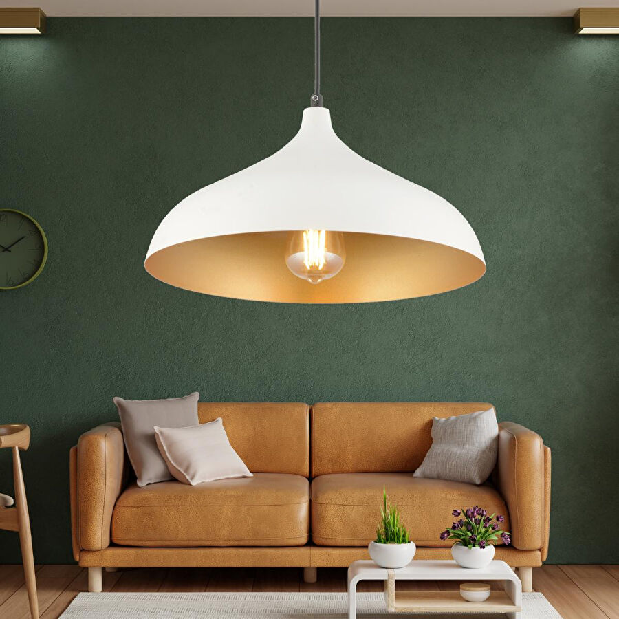 Apliqa Pera Beyaz Tekli Modern Retro Sarkıt Salon Avize