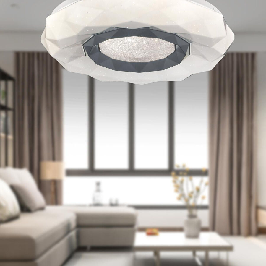 Apliqa Paris Tekli Beyaz 3 Renkli 37 Watt Ledli Modern Oturma Odası, Koridor, Salon Led Avize