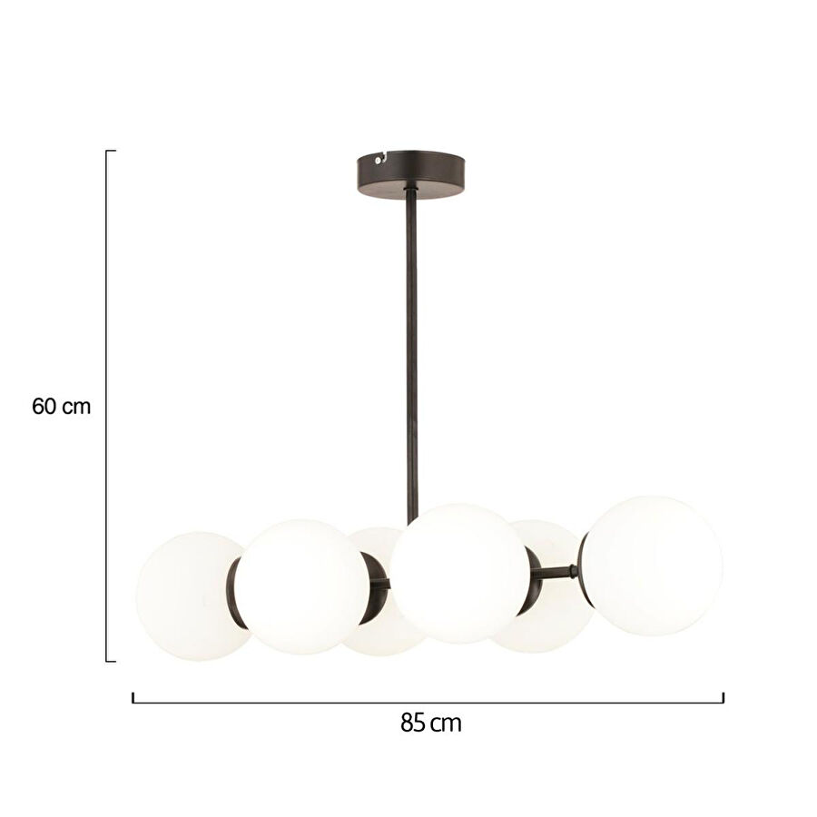 Apliqa Lema 6lı Siyah Modern Yemek Masası Üstü Yatak Odası Salon Avize