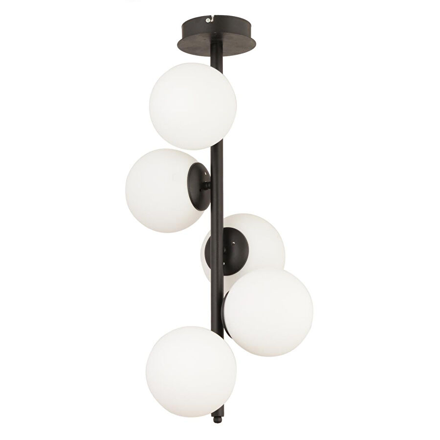 Apliqa Uzel 5li Siyah Modern Yatak Odası Retro Salon Avize