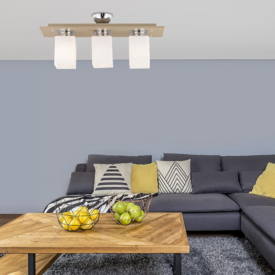 Apliqa Atlas 3 Lü Sıralı Kahve Modern Genç Odası Mutfak- Banyo Mutfak Salon Spot Avize