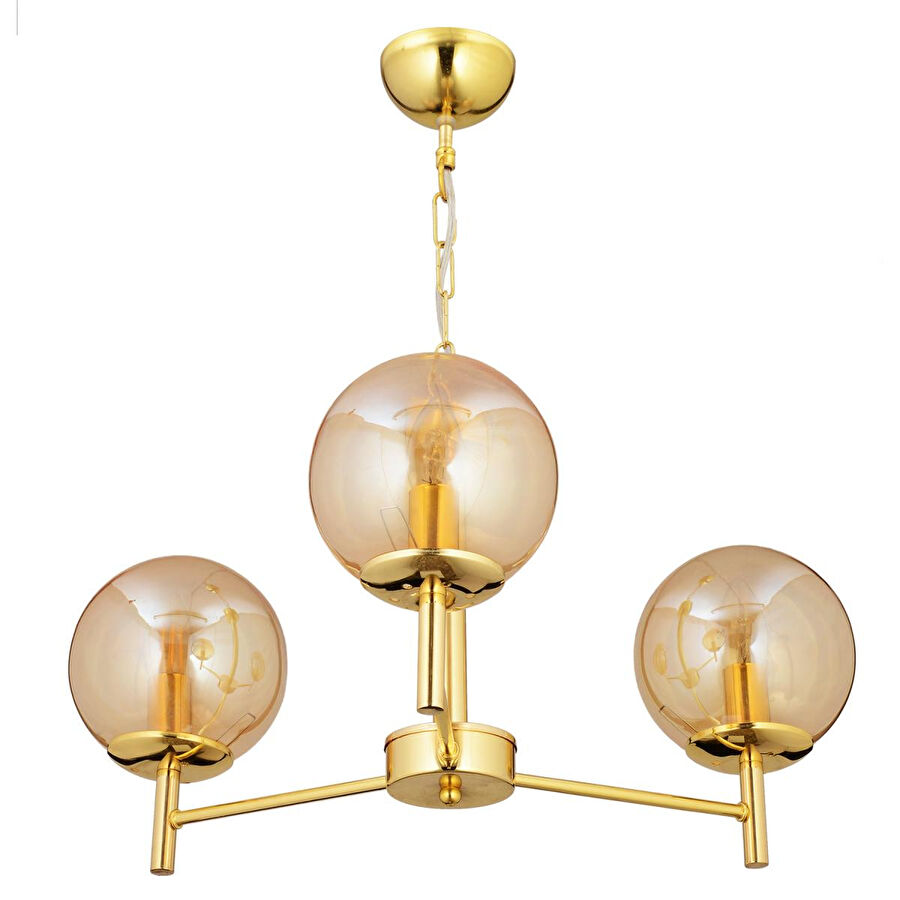 Apliqa Minar 3lü Gold Kaplama Modern Yatak Odası Salon Avize