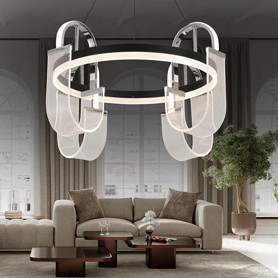 Apliqa Debora 4 Lü 65 Watt Ledli Modern Tasarım Oturma Odası Salon Avize