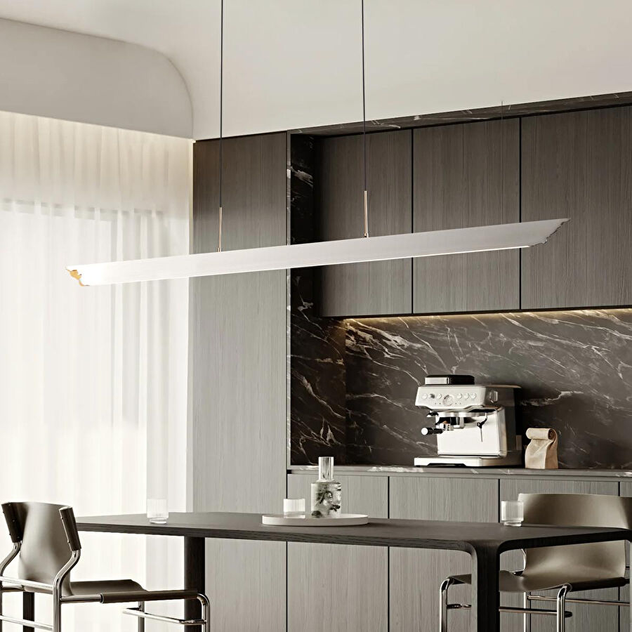 Apliqa Late Gri Sıralı Yemek Masası Üstü 30 Watt Modern Sarkıt Salon Led Avize