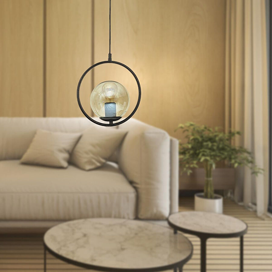 Apliqa Luis Tekli Siyah Bal Camlı Modern Sarkıt Mutfak Salon Sarkıt Avize