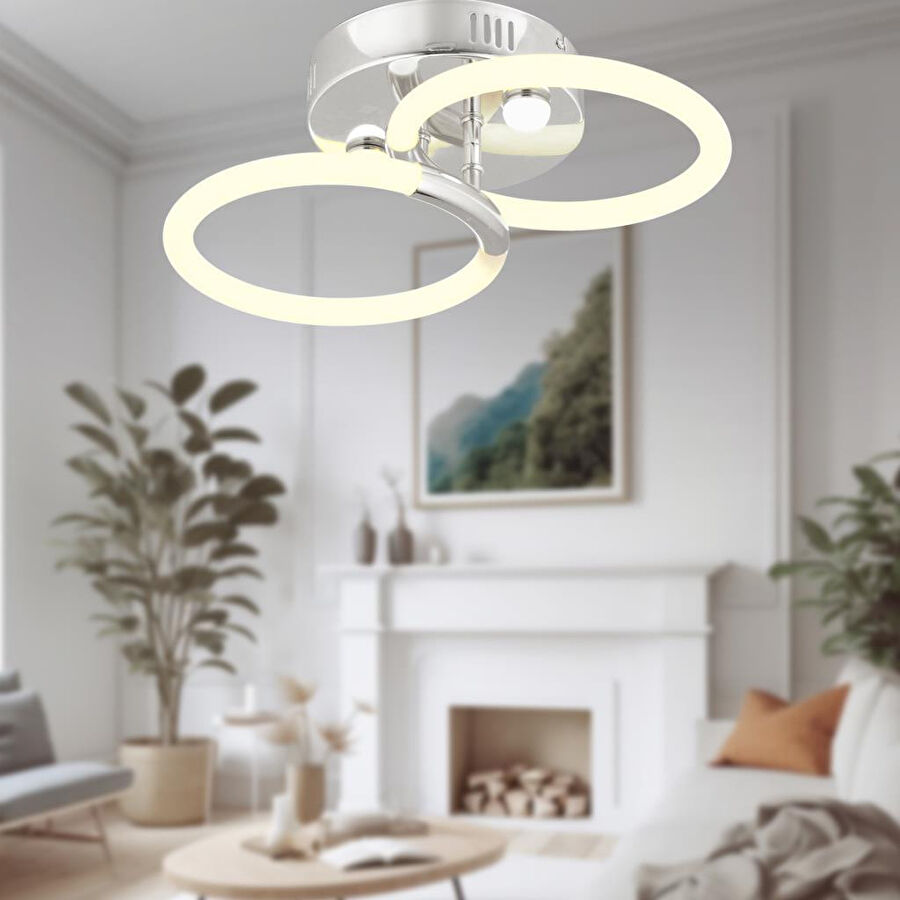 Apliqa Honos 2li Krom 32 Watt Plafonyer Led Avize