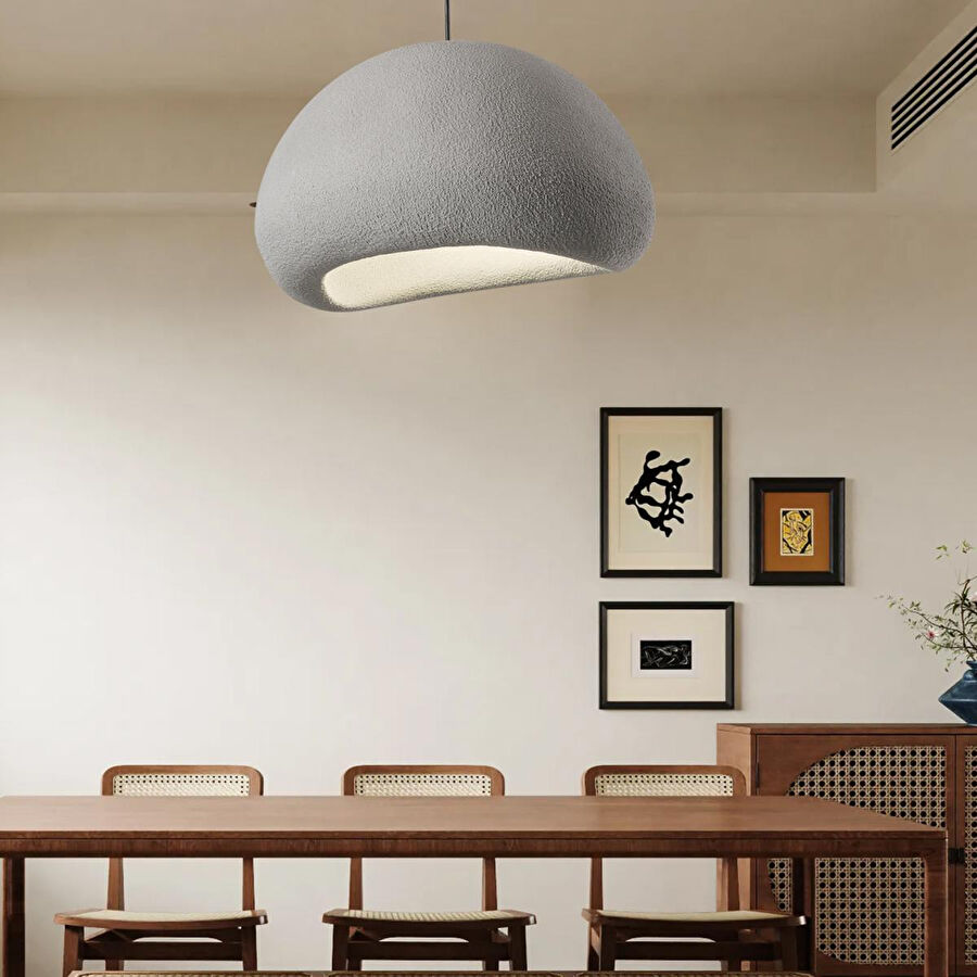 Apliqa Tretan Büyük Gri Beton Modern Sarkıt Oturma Odası Salon Sarkıt Avize