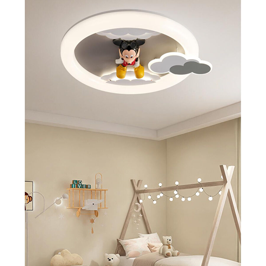 Apliqa Moddy Ledli Mickey Desenli Plafonyer Çocuk Odası Avize