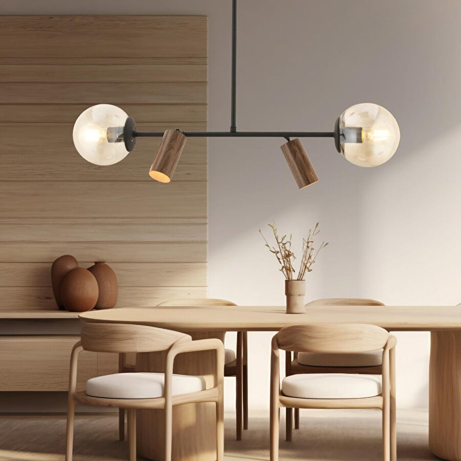 Apliqa Alkan Siyah 4lü Sarkıt Modern Retro Tasarım Spot Avize