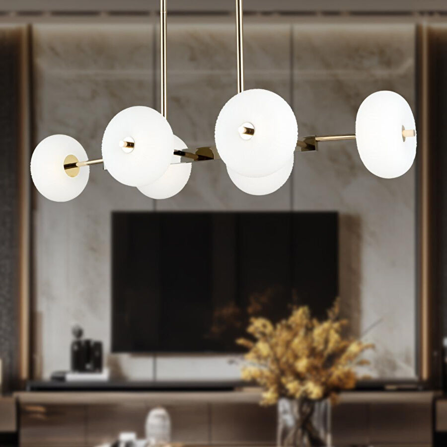 Apliqa Sanya Sıralı 60 Watt Siyah Gold Modern Oturma Odası, Yemek Masası Üstü, Salon Avize