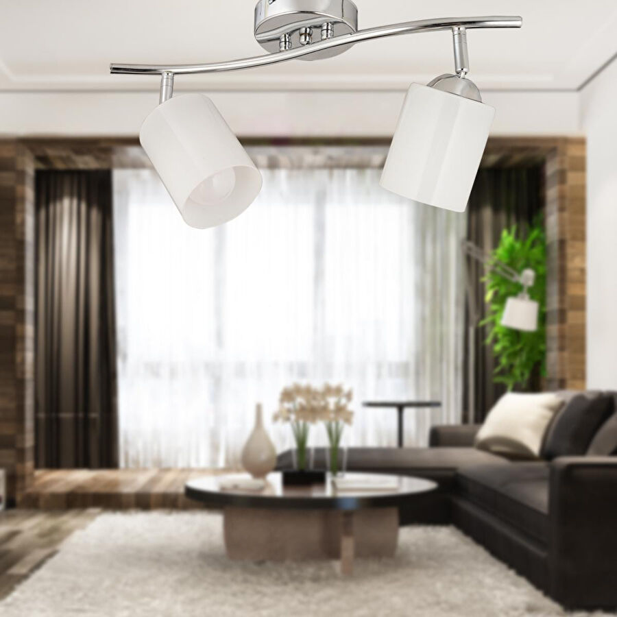 Apliqa Riley 2li Krom Spot Bardak Camlı Modern Koridor Mutfak Salon Plafonyer Avize