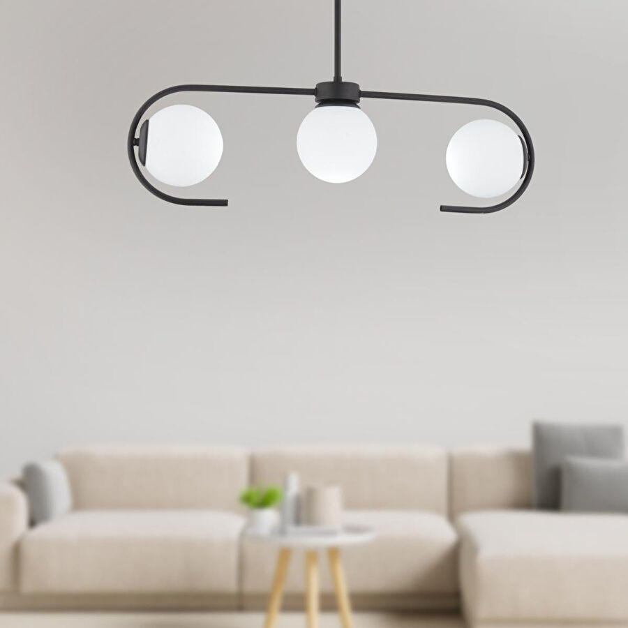 Apliqa Diaspor 3'lü Sıralı Siyah Modern Sarkıt Genç Odası Yatak Odası Retro Salon Avize