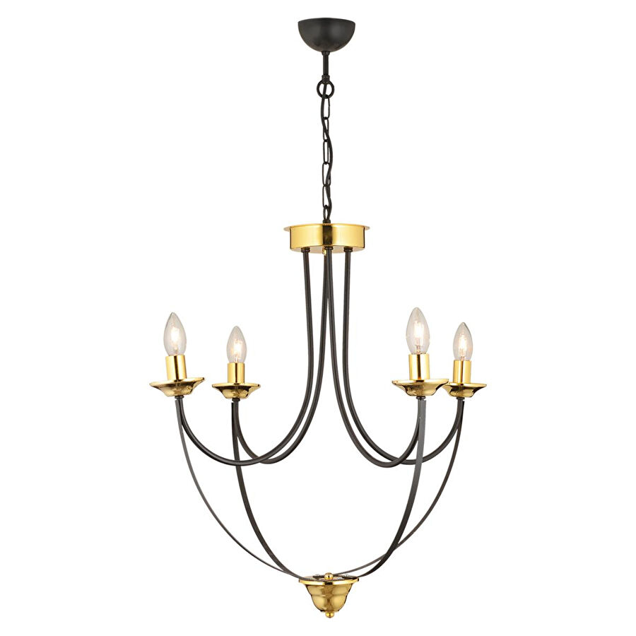 Apliqa Obito 4lü Siyah Gold Modern Sarkıt Yatak Odası Retro Salon Avize