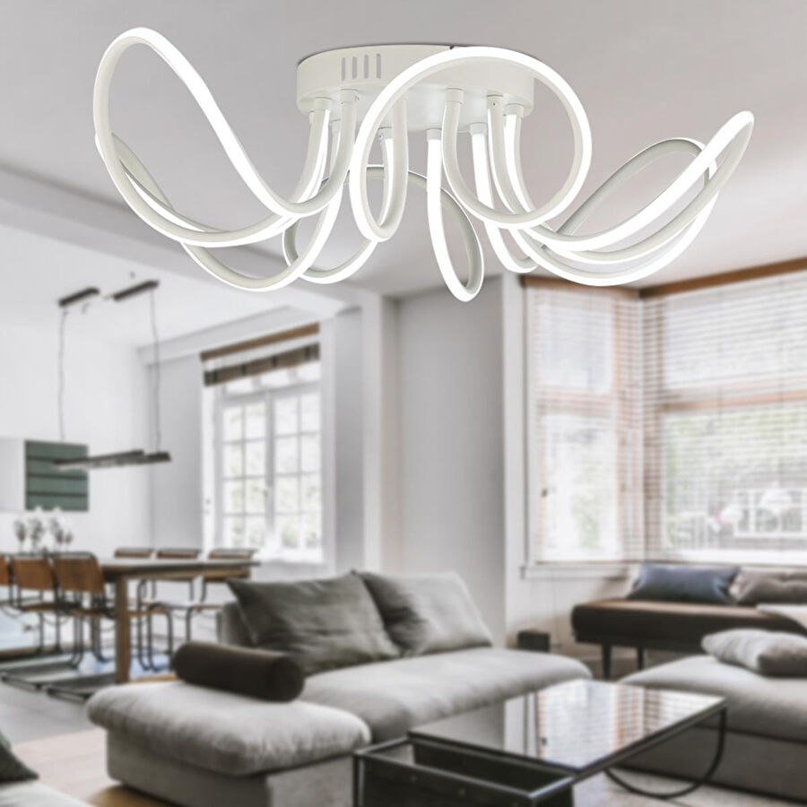 Apliqa Ladore 6lı Beyaz 120 Watt Sarkıt Ledli Modern Mutfak Banyo Led Salon Plafonyer Avize