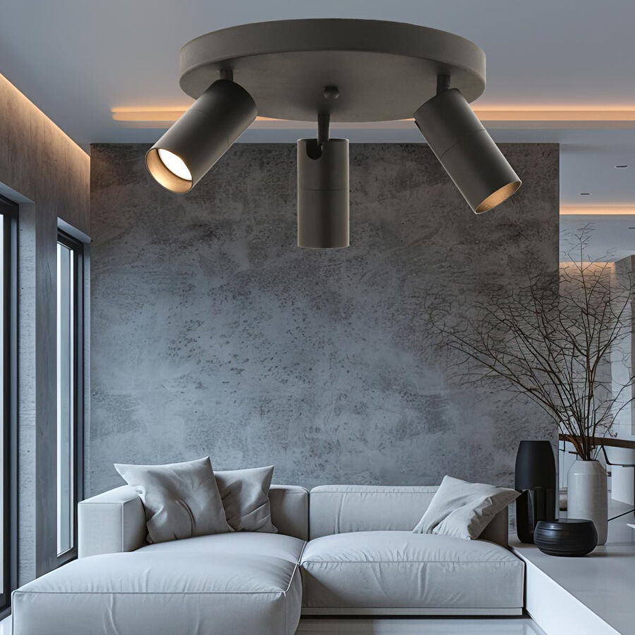 Apliqa Dusan Siyah 3lü Plafonyer Modern Retro Tasarım Spot Avize