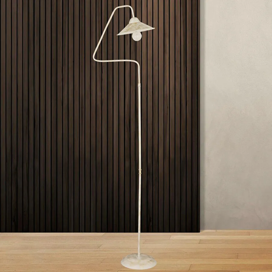 Apliqa Helga Beyaz Patinalı Dekoratif Tasarım Retro Modern Metal Lambader