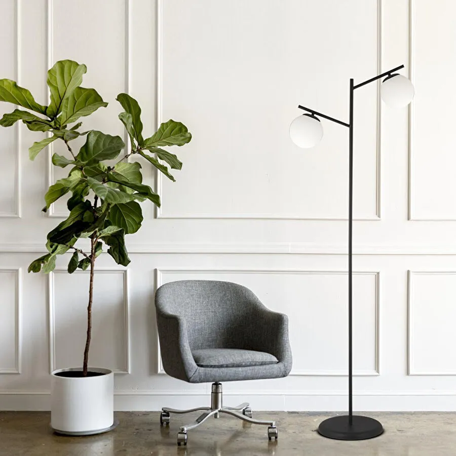 Apliqa Renji 2li Siyah Beyaz Camlı Modern Dekoratif Tasarım Oturma Odası-salon Lambader