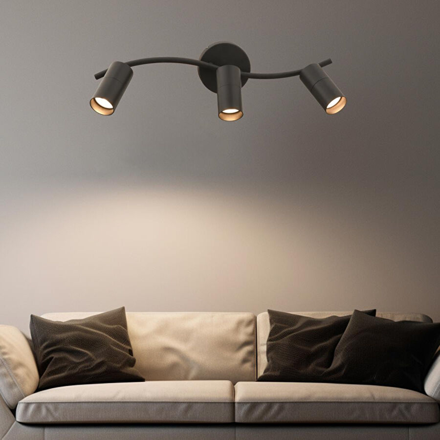 Apliqa Dusan Siyah 3lü Modern Duvar Lambası Spot Aplik