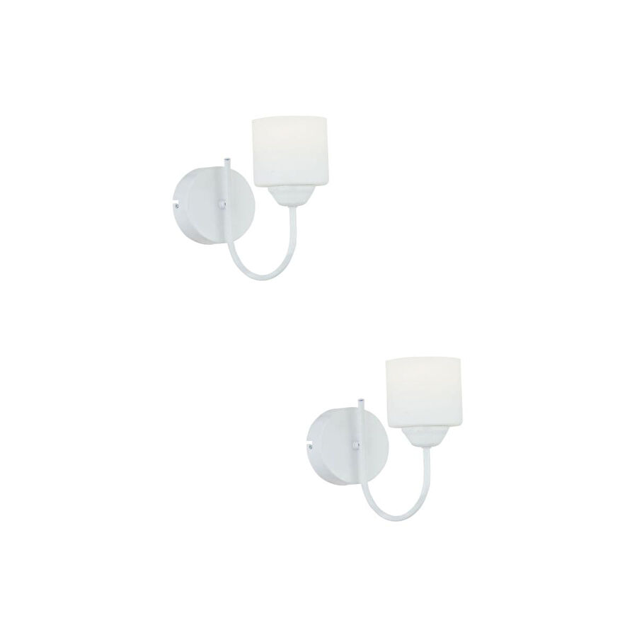 Apliqa Esila Beyaz Boyalı 2'li Aplik Seti Yatak Odası-yatak Başı,cafe,restoran Için Duvar Lambası