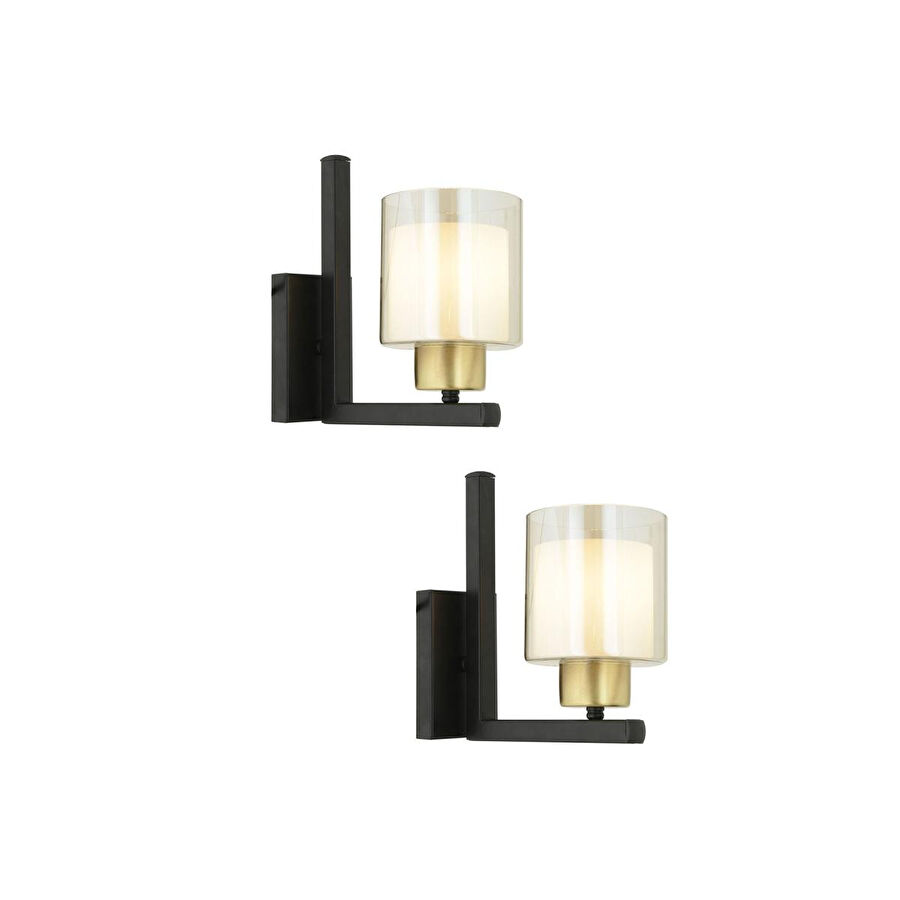 Apliqa Tisse Siyah-eskitme 2'li Aplik Seti Yatak Odası-yatak Başı Duvar Lambası