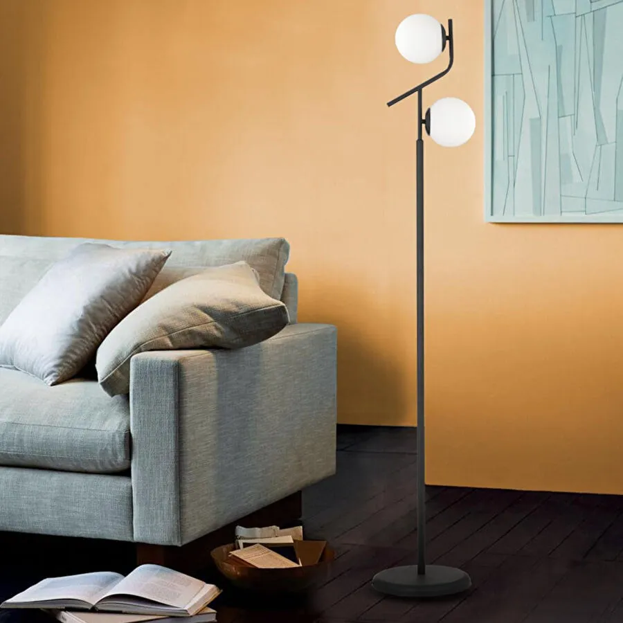 Apliqa Velar Siyah Beyaz Camlı Modern Tasarım Metal Lambader