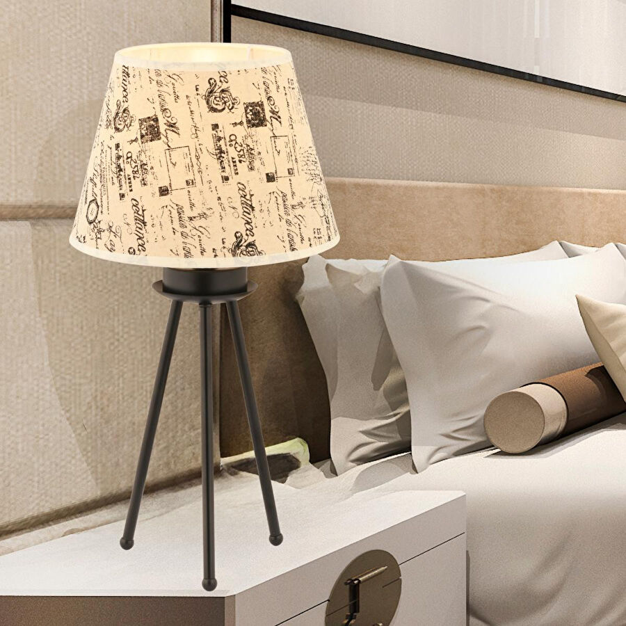 Apliqa Epona Desenli Şapkalı Siyah Modern Dekoratif Salon Abajur