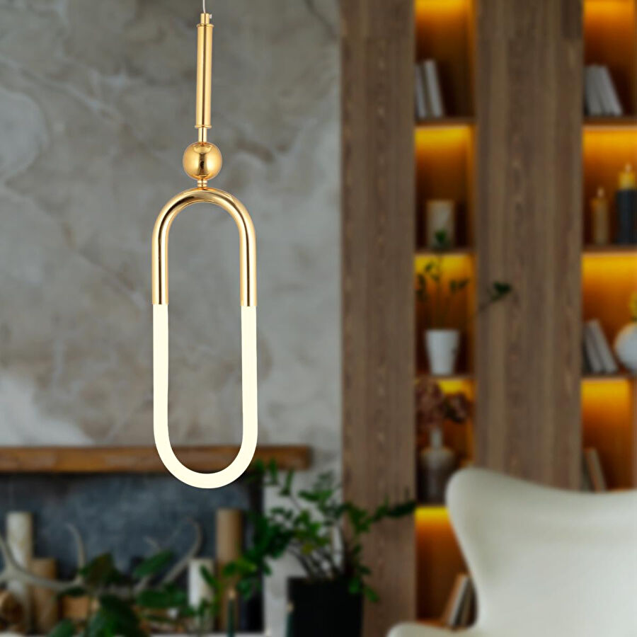 Apliqa Thisted Tekli Gold Ledli 13 Watt Modern Koridor, Yatak Odası Salon Sarkıt Led Avize